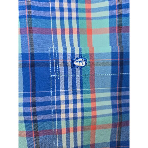 Southern Tide Mens Skipjack Blue Plaid Dress Shirt Medium - Picture 6 of 8